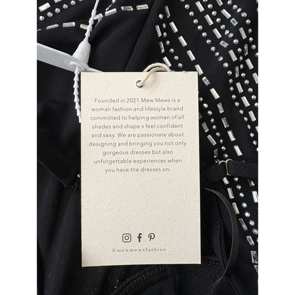 NWT Mew Mews Black Rhinestone Maxi Evening Statement Dress M New Years Eve NEW - Picture 12 of 16
